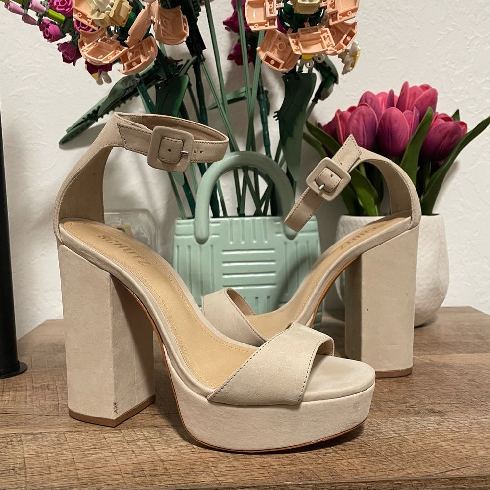 Schutz Cream Platform Heels
